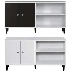 Ebuy24 Evolution TV Tisch 2 Türen, 2 Räume weiß, schwarz.