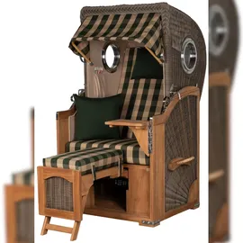 Mr. Deko Strandkorb Komplettset - bene living - Ammersee Single Teak - PE grau - Modell 506 - inkl. Liftersystem