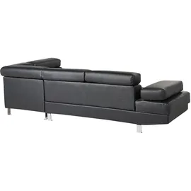 Beliani Ecksofa 5-Sitzer Norrea Kunstleder Schwarz Linksseitig