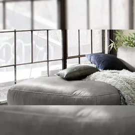 KAWOLA Sofa LOLA Ecksofa Stoff grau mit motorischer Relaxfunktion Recamiere links - Grau