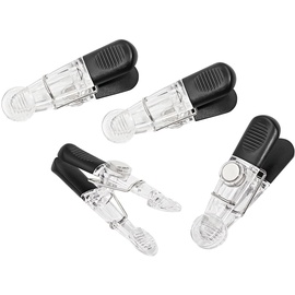 WEDO 6422016 Notiz Magnethalter (Glossy, Kunststoff, geriffelte Griffflächen, starke Haftung) 4 Stück, glasklar/schwarz
