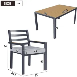stilvora Garten-Essgruppe 6-tlg. Grau