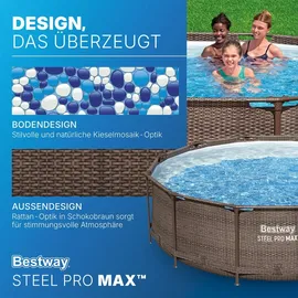 BESTWAY Steel Pro Max Frame Pool Set 366 x 100 cm rattanoptik