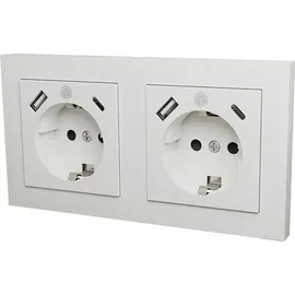 Icy Box Doppelsteckdose Unterputz IB-MPS4200W-PD Weiß 2 St.