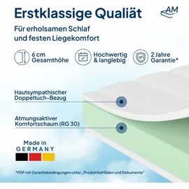 AM Qualitätsmatratzen Basic Komfortschaum-Topper 140 x 200 cm H2