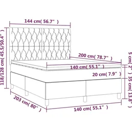 vidaXL Boxspringbett 140 x 200 cm Creme
