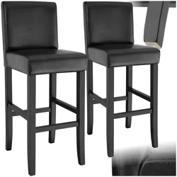 tectake® Barhocker, gepolstert mit Rückenlehne, Stuhlbeine aus Massivholz, Sitzhöhe 76 cm