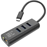 Odys STANDARD USB Typ C zu Gigabit Ethernet Konverter + Hub 3x (S1431)