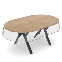 ANRO Tischdecke Transparent Oval 220 x 140 cm Beige