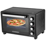 Mini Backofen 35 Liter | 1600 Watt | Pizzaofen | Innenbeleuchtung | Inkl. Backblech und Grillrost | Elektrischer Drehspieß | Minibackofen | Kleiner Backofen | Mini Oven | 60 min. Timer