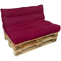 NYVI Palettenkissen Set SunLounge Euro Paletten Sitzkissen & Rückenlehne 120x80 cm Beere - Wasserabweisende Palettenauflage