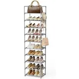 Vicye Schuhregal Schuhregal Metall 10 Ebenen Grau Offener Schuhschrank Multifunktional silberfarben