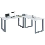 VCM Eckschreibtisch Lona Weiß / Silber