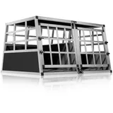 Cadoca Hundetransportbox XL robust verschließbar aus Aluminium Autotransportbox Tiertransportbox 89x70x51cm