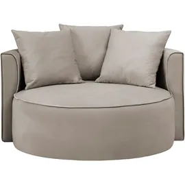 LeGer Home by Lena Gercke XXL-Sessel Isalie Samt 153 x 98 x 145 cm Grau/Braun mit Hocker