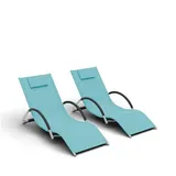 GarveeMore Gartenliege 2er Set Sonnenliege Liegestuhl Strandliege 160 kg Tragkraft blau