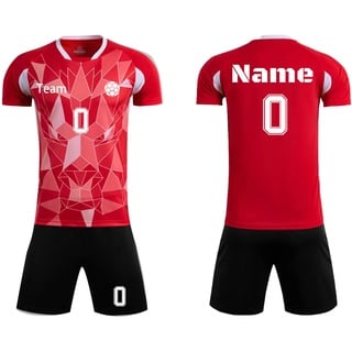 Personifizieren Fußball Trikot - Benutzerdefiniert Trikot Kinder Erwachsene T-Shirt Shorts 2 Teiliges Set - mit Namen Nummer Team Logo