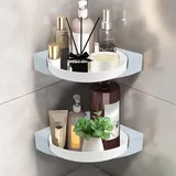 Qivine 2 Stücke Duschablage Ecke Ohne Bohren, Rostschutz Eckregal Bad Selbstklebend, Wandmontage Eckregal Dusche Kunststoff für Küche, Toilette, Badezimmer