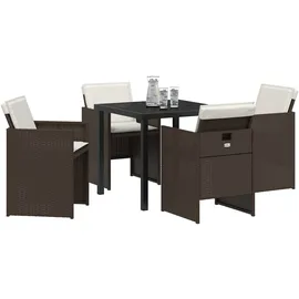 vidaXL Garten Essgruppe 5 pcs Braun Poly Rattan