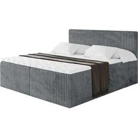 altdecor Boxspringbett - TOLO 160x200 Cord - Dunkelgrau - Komplett-Set mit Taschenfederkern Matratze und Topper, Polsterbett mit H4-Matratze Bettk... - Dunkelgrau