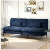 COMHOMA Schlafsofa Bettsofa mit Schlaffunktion, Klappsofa, Couch Gästebett mit verstellbare Rückenlehne aus Stoff blau
