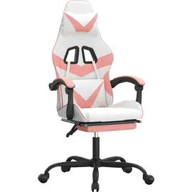 vidaXL Gaming-Stuhl mit Fußstütze Weiß und Rosa