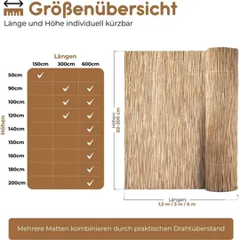 BooGardi Sichtschutzmatte 180 x 600 cm beige Schilfrohr