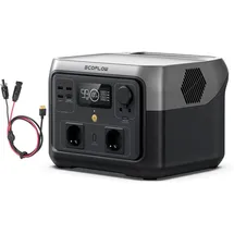 EcoFlow EF ECOFLOW RIVER 2 MAX mit XT60 Kabel 3.5M 512Wh Tragbare Powerstation, Solargenerator mit LiFeP04, Schnellladung in 1 Stunde,