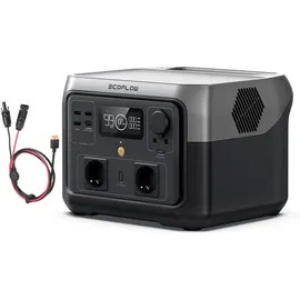 EcoFlow EF ECOFLOW RIVER 2 MAX mit XT60 Kabel 3.5M 512Wh Tragbare Powerstation, Solargenerator mit LiFeP04, Schnellladung in 1 Stunde,