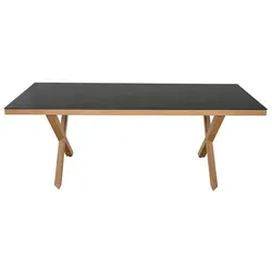 SIENA GARDEN Dining-Tisch »Catania«, 200x74x90 cm, Aluminium/Keramikpulver beschichtet, Teak-Optik/Dark Concrete - schwarz