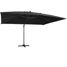 vidaXL Ampelschirm mit LED Alu-Mast 400 x 300 cm Schwarz