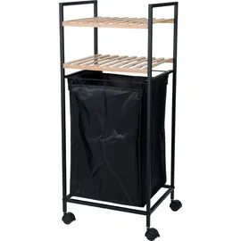 Bathroom Solutions - Wäschekorb Mobiler Badwagen mit 2 Ablagen Badregal 2-in-1