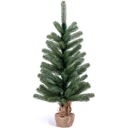 Künstlicher Weihnachtsbaum IC WINTERWORLD "Tannenbaum, künstlicher Christbaum", grün (grün, natur), H:90cm Ø:48cm, Kunststoff, Weihnachtsbäume, Weihnachtsdeko mit Jutebeutel um den Betonfuß