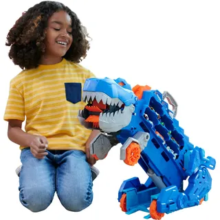 Hot Wheels Let's Race Netflix -2:1 Transporter zu T-Rex mit inkl. Autorennbahn, mit Beleuchtung und Geräuschen, inkl. 2 Spielzeugautos, Platz für 20 Autos, Hot Wheels Dino, Spielzeug ab 4 Jahre, HNG50