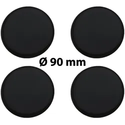 4 x Ø 90 mm Polymere Aufkleber / Schwarz / Nabenkappen, Felgendeckel