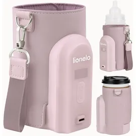 lionelo Thermup Go Evo Tragbarer Babyflaschenwärmer, hält Flüssigkeiten warm, 5 Betriebstemperaturen von 38 bis 50o C, USB-C Aufladung, bis zu 9 Stunden Betrieb, LCD Display