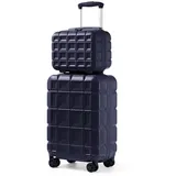 KONO Gepäck-Sets Kofferset 2 Teilig Handgepäck Koffer mit Beautycase (54cm+Kosmetikkoffer, Dunkelblau)