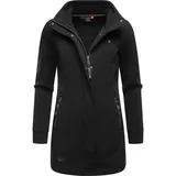 Ragwear Damen, Leichter Sweat-Übergangsmantel lang windabweisendl mit hohem Kragen Letrice Bonded Black Gr. XS - XS