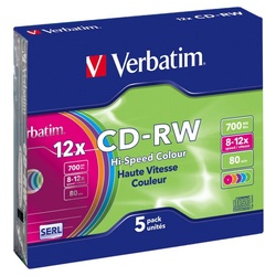 Verbatim CD-Rohling CD-RW 700MB 12X 5ER SC CD-Rohlinge