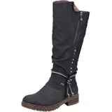 Rieker Winterstiefel, Langschaftstiefel, Blockabsatz, TEX-Membran, Nieten und Kordel Rieker schwarz
