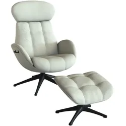 Relaxsessel FLEXLUX "Chester, Funktionssessel, Hoher Komfort, Scandi, Drehbar", weiß (warm weiß), B:90cm H:107cm T:89cm, 100% Echtleder, Sessel, Premium Komfort, Rücken- und Kopfteilverstellung, Drehbar, Fuß Schwarz