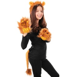Elope Kostüm Löwen Accessoire-Set, Mähne und Schwanz für große und kleine Löwen orange