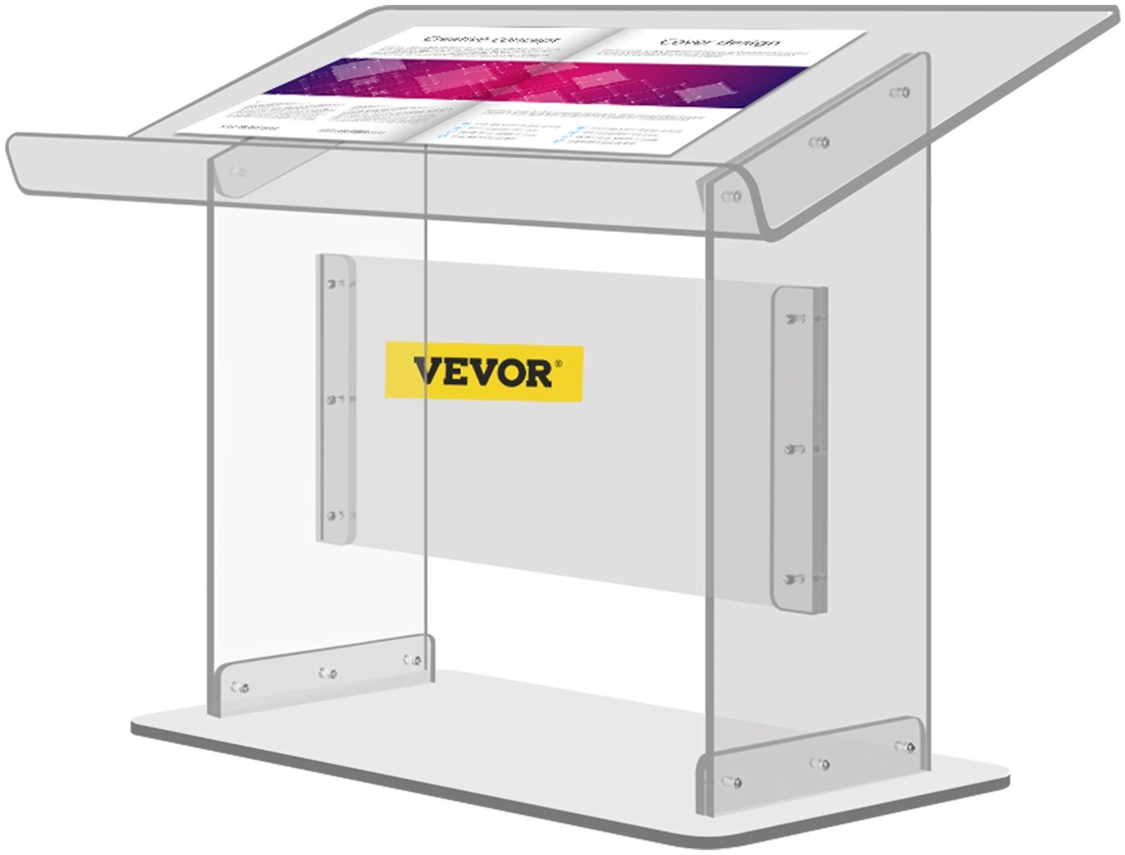 VEVOR Acryl Podium Tischgröße(LxB)68,58x34,8cm Rednerpult 49,53 cm Höhe Moderne Acryl Kirche Stil Podium mit Schraubensatz ideal für Kirchen, Schulen Pressekonferenzen Hörsälen Abendgesellschaften