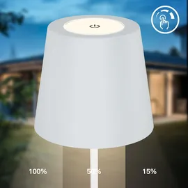 B.K.Licht Tischleuchte Akku LED Tischlampe, weiß Indoor/Outdoor - BKL1594, Dimmfunktion, LED fest integriert, Extra-Warmweiß, LED Tischlampe kabellos 36 x 10,5cm weiß 2,5W, Wohnzimmer Schlafzimmer weiß