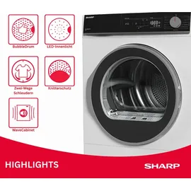Sharp KD-NHA8S6GW1D-DE Wärmepumpentrockner (8 kg)