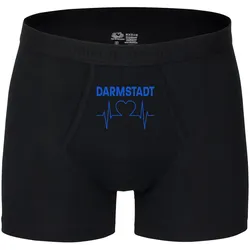 multifanshop Herren Boxer Short - Darmstadt - Herzschlag - Druck blau - Unterwäsche