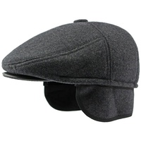 Sporty Flat Cap Winter - warme Schirmmütze mit Ohrenklappen - Herren Schiebermütze grau