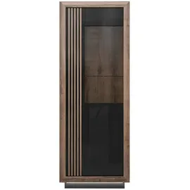 Forte Vitrine Savona 73,3 x 42 x 197 cm Schwarz/Edeleiche Holzdekor/Schwarz Hochglanz