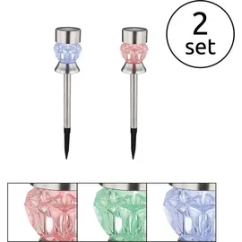 GLOBO Solarleuchte Edelstahl 2er Set Schwarz