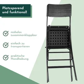Lemodo Barhocker mit Lehne, Holz-Optik schwarz, klappbare Barstühle 2er Set, Küchenhocker